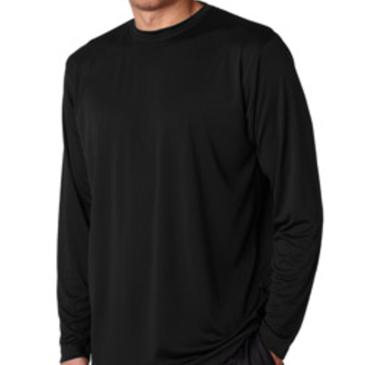 Black Performance Interlock Long-Sleeve Shirt FRONT